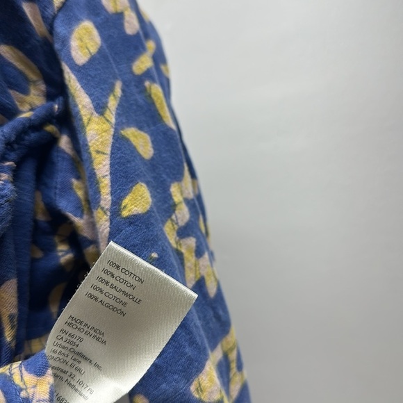 Free People On the Block Bell Sleeve Top Blouse Shirt Pure Cotton Boho Blue XS - Picture 10 of 11